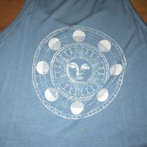light blue pacsun sun face tank top